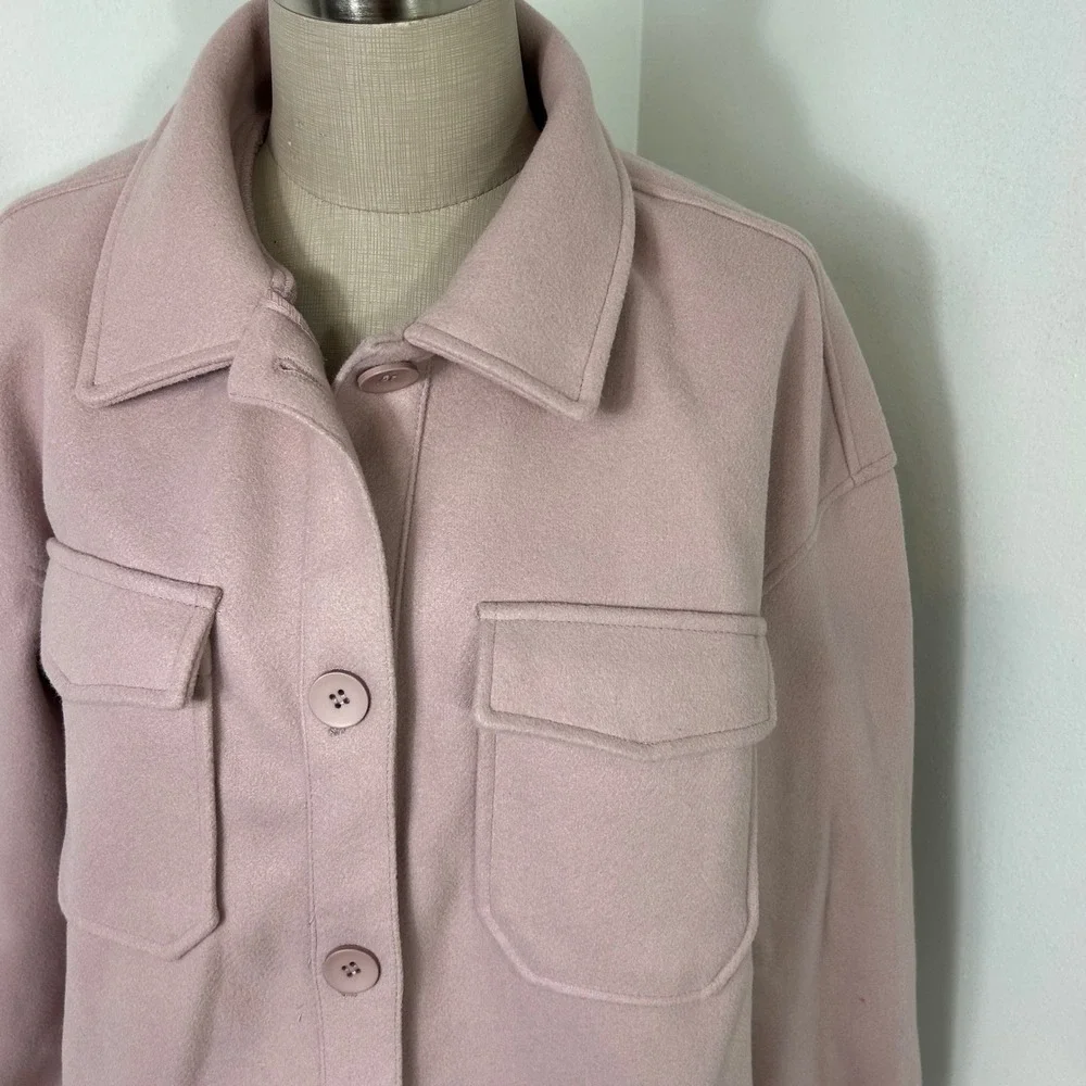 Anthropologie Avec‎ Les Filles Shacket Dusty Pink Button Up Shirt Jacket NWT
